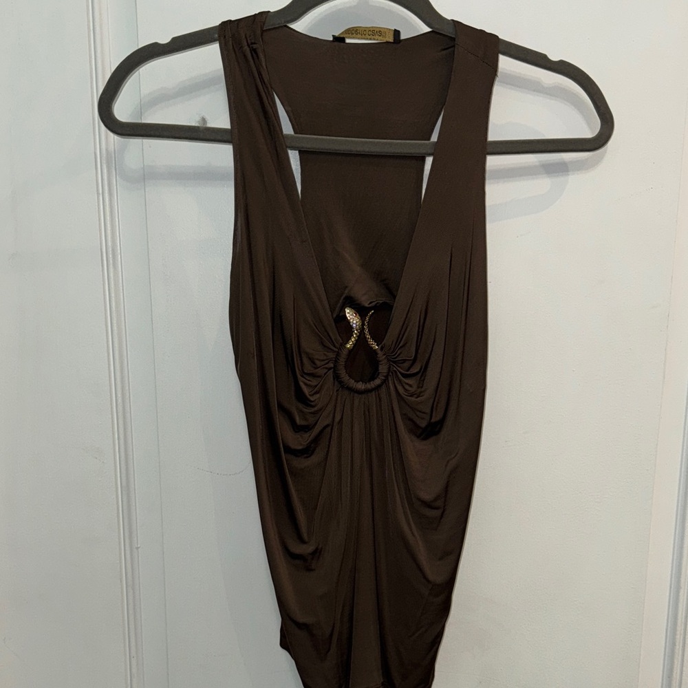 Roberto Cavalli Brown Top with Gold Detail